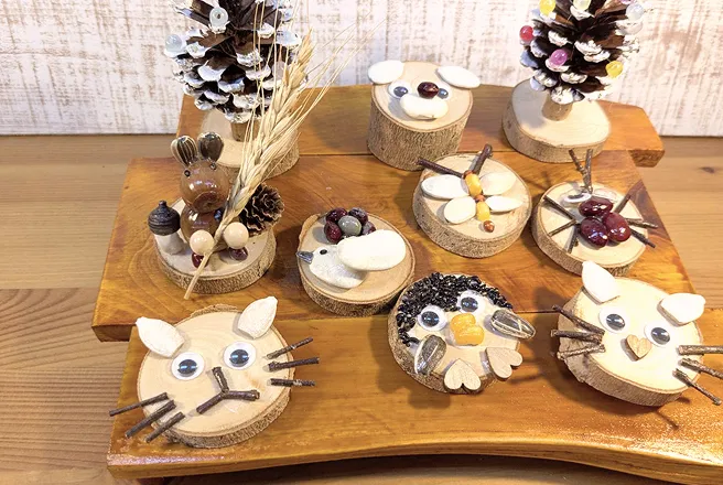 天然木マスコット作りの写真